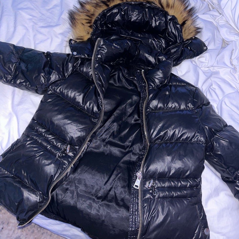 Black Zara coat with Fur Hood